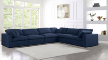 Load image into Gallery viewer, Serene Navy Linen Fabric Deluxe Cloud Modular Sectional