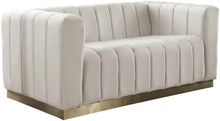 Load image into Gallery viewer, Marlon Cream Velvet Loveseat