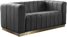 Load image into Gallery viewer, Marlon Grey Velvet Loveseat