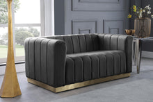 Load image into Gallery viewer, Marlon Grey Velvet Loveseat