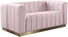 Load image into Gallery viewer, Marlon Pink Velvet Loveseat