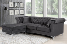 Load image into Gallery viewer, Damian Grey Velvet 2pc. Reversible Sectional