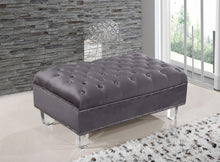 Load image into Gallery viewer, Lucas Grey Velvet Ottoman