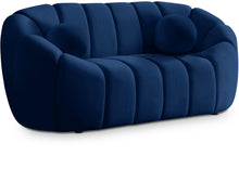 Load image into Gallery viewer, Elijah Navy Velvet Loveseat