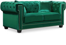 Load image into Gallery viewer, Bowery Green Velvet Loveseat