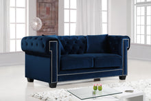 Load image into Gallery viewer, Bowery Navy Velvet Loveseat