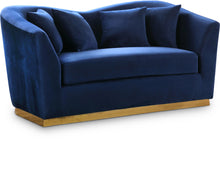 Load image into Gallery viewer, Arabella Navy Velvet Loveseat