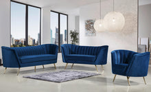 Load image into Gallery viewer, Margo Navy Velvet Loveseat