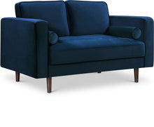 Load image into Gallery viewer, Emily Navy Velvet Loveseat