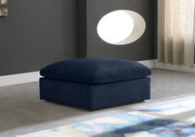 Load image into Gallery viewer, Cozy Navy Velvet Ottoman