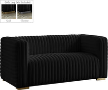 Load image into Gallery viewer, Ravish Black Velvet Loveseat