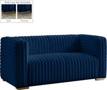 Load image into Gallery viewer, Ravish Navy Velvet Loveseat