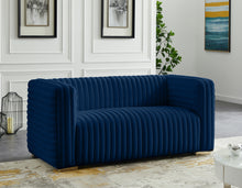 Load image into Gallery viewer, Ravish Navy Velvet Loveseat