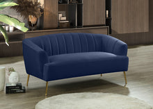 Load image into Gallery viewer, Tori Navy Velvet Loveseat