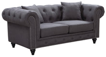 Load image into Gallery viewer, Chesterfield Grey Linen Loveseat