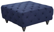 Load image into Gallery viewer, Chesterfield Navy Linen Ottoman