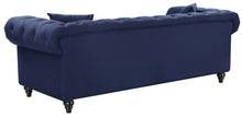 Load image into Gallery viewer, Chesterfield Navy Linen Loveseat