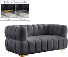 Load image into Gallery viewer, Gwen Grey Velvet Loveseat