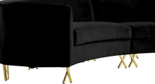 Load image into Gallery viewer, Serpentine Black Velvet 3pc. Sectional
