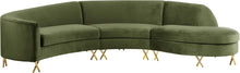 Load image into Gallery viewer, Serpentine Olive Velvet 3pc. Sectional