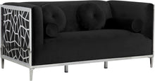 Load image into Gallery viewer, Opal Black Velvet Loveseat
