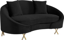 Load image into Gallery viewer, Serpentine Black Velvet Loveseat