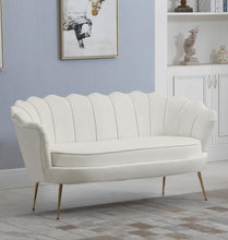 Load image into Gallery viewer, Gardenia Cream Velvet Loveseat