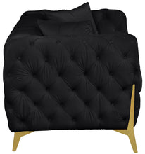 Load image into Gallery viewer, Kingdom Black Velvet Loveseat