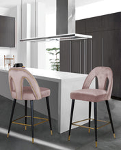 Load image into Gallery viewer, Akoya Pink Velvet Stool