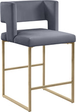 Load image into Gallery viewer, Caleb Grey Velvet Counter Stool