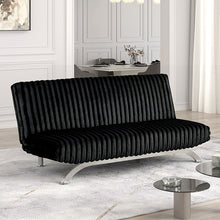 Load image into Gallery viewer, Villeneuve Futon Sofa Bed Black, Pink, & Grey