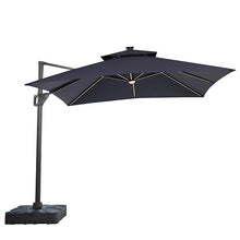 Load image into Gallery viewer, Aurora 10 Ft Square Umbrella w/ Double Top w/ LED Light + 37" Large Base