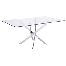 Load image into Gallery viewer, Carmelo X-shaped Dining Table Chrome and Clear

