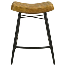 Load image into Gallery viewer, Bayu Leather Upholstered Saddle Seat Backless Counter Height Stool (Set of 2)
