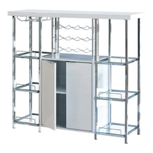 Load image into Gallery viewer, Gallimore 2-door Bar Cabinet with Glass Shelf High Glossy White and Chrome

