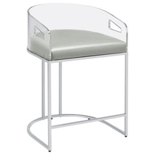 Load image into Gallery viewer, Thermosolis Acrylic Back Counter Height Stools Grey and Chrome (Set of 2)
