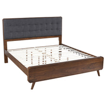 Load image into Gallery viewer, Robyn California King, E.King, &amp; Queen Bed with Upholstered Headboard Dark Walnut

