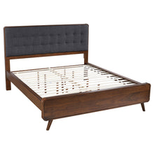 Load image into Gallery viewer, Robyn California King, E.King, &amp; Queen Bed with Upholstered Headboard Dark Walnut
