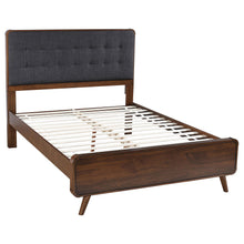 Load image into Gallery viewer, Robyn California King, E.King, &amp; Queen Bed with Upholstered Headboard Dark Walnut
