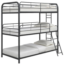 Load image into Gallery viewer, Garner Triple Twin Bunk Bed with Ladder Gunmetal
