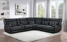 Load image into Gallery viewer, Hewitt Leather Upholstered Power Reclining Sectional Black
