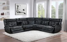 Load image into Gallery viewer, Hewitt Leather Upholstered Power Reclining Sectional Black
