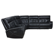 Load image into Gallery viewer, Hewitt Leather Upholstered Power Reclining Sectional Black
