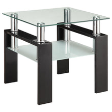 Load image into Gallery viewer, Dyer Tempered Glass End Table with Shelf Black
