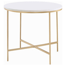 Load image into Gallery viewer, Ellison Round X-cross End Table White and Gold image
