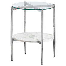 Load image into Gallery viewer, Cadee Round Glass Top End Table Clear and Chrome
