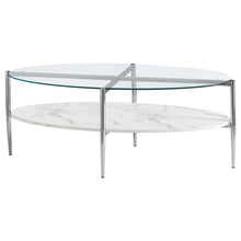 Load image into Gallery viewer, Cadee Round Glass Top Coffee Table White and Chrome
