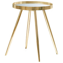 Load image into Gallery viewer, Kaelyn Round Mirror Top End Table Gold
