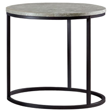Load image into Gallery viewer, Lainey Faux Marble Round Top End Table Grey and Gunmetal
