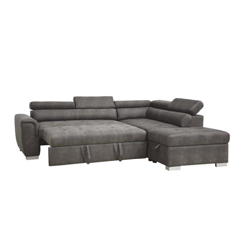 Acme Thelma Sectional Sofa w/ Sleeper & Ottoman in Gray 50275